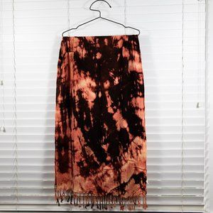 Upcycled Bleach Dyed Black and Orange Groovy Scarf